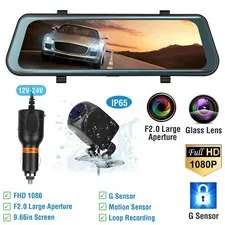 10" 1080P Dual Lens Car DVR Dash Cam Front & Rear Video Camera Recorder G-Sensor
