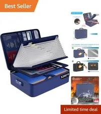 Multi-Layer Fireproof File Organizer Bag with Lock & Labels - 13 Pocket Design