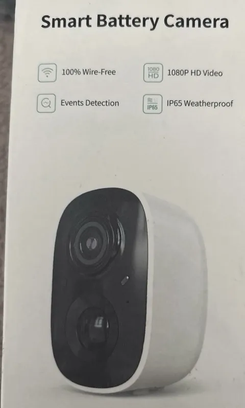 Smart Battery Camera 1080p Wireless Wi-Fi IP Security, PIR Night Vision, IP65