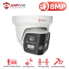 Anpviz 4K 8MP Dual Lens PoE IP Security Camera Outdoor Two Way Audio 512GB Slot