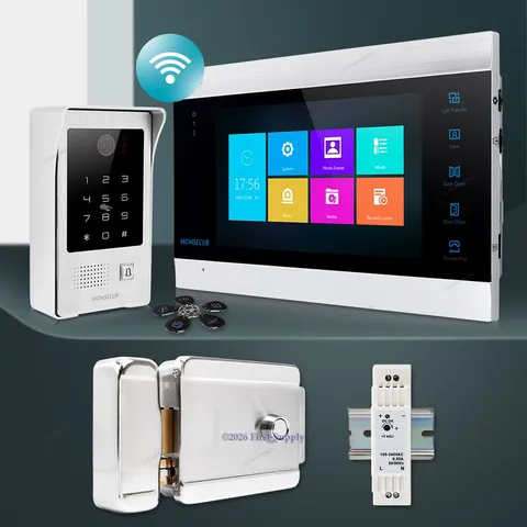 HOMSECUR 7" Wired WIFI Video Door Phone Intercom System Card Access for House