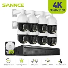 SANNCE 8CH NVR 4K POE 20x Zoom Security Camera System Two Way Audio Color Night