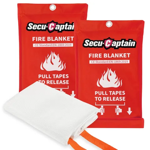 Emergency Fire Blanket for Home and Kitchen - 2 Pack 40"x40" Flame Suppressio...