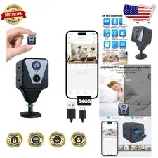 Indoor Security Camera 2K HD, 64GB SD Card, 100-Day Standby, AI Motion Alert