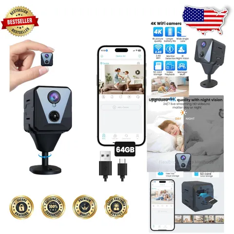 Indoor Security Camera 2K HD, 64GB SD Card, 100-Day Standby, AI Motion Alert