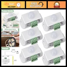 6 Pack PIR Motion Sensor Switch 12V 24V LED Light Detector Timer Control - White