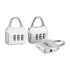 3Pcs Resettable 3 Digit Combination Lock Code Padlock, Silver (47 x 36mm)