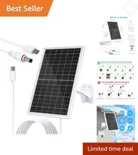 13W Waterproof Solar Panel for Security Cameras with Adjustable Mount & Ports
