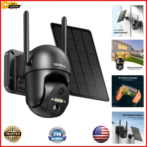 360° Solar Security Camera with 2K HD Video &  Waterproof Rating