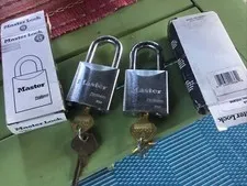 2 Matching 2 Keys 10G938 Master Lock 2 in. Padlock Body 7050KA Stainless Silver