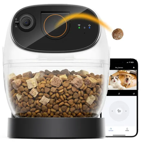 2026 3K Pet Camera Treat Dispenser, 32ft Remote Tossing for Dogs & Cats – Red...