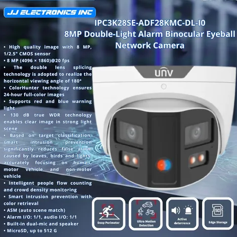 UNV 8MP 4K 180° Panoramic Turret IPC3K28SE-ADF28KMC-DL-I0 AI Active Deterrence