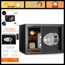 Steel Security Safe with Electronic Keypad - Lock Box for Documents, 0.5 Cu Ft,