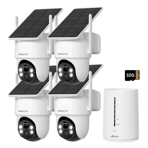 ARCCTV 4MP Wireless Security Camera System Solar Powered Outdoor WIFI 360° View