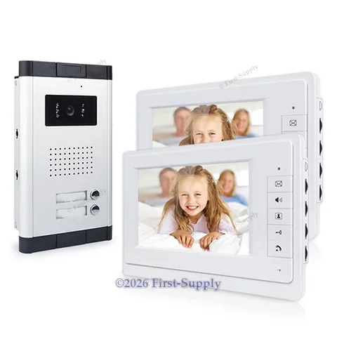 Wired 7" 2 Units Apartment Video Doorbell Intercom Entry System IR Camera