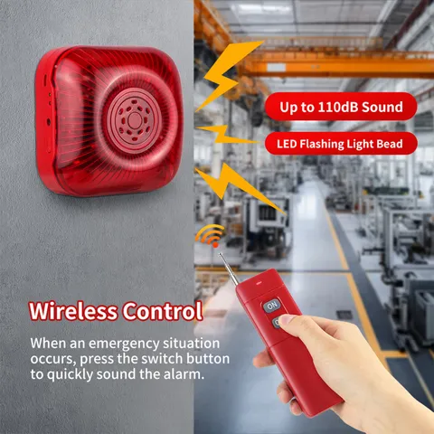 3 Pack Wireless RF 433MHz Fire Alarm Bell Sound Light Alert US Plug V1