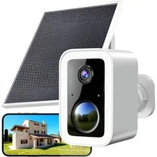 Wireless Outdoor with Solar Panel, Free Cloud Storage, Integrated Spotlight &...