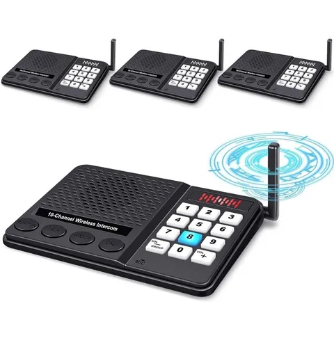 4- Intercoms Wireless for Home - 10 Channel 3 Privacy Code Wireless Intercom Sys