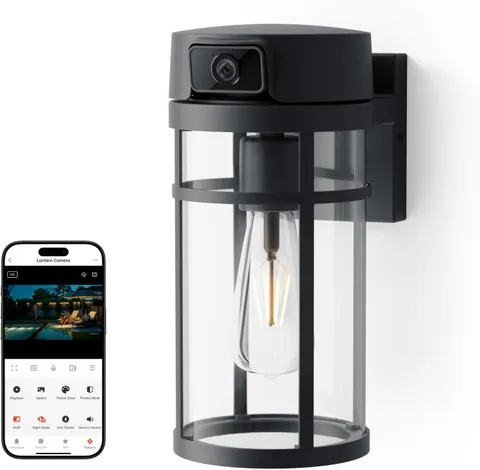 Jarnex Outdoor Porch Light Camera, 2K Wi-Fi Security Cam with AI Human Detection
