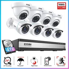 ZOSI 16CH 5MP Lite DVR 1080P HD Home Security Camera System Human Detection 4TB