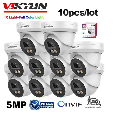 10Pack Vikylin 5MP POE Camera Onvif Full Color IR Audio Outdoor Wired Dual Light