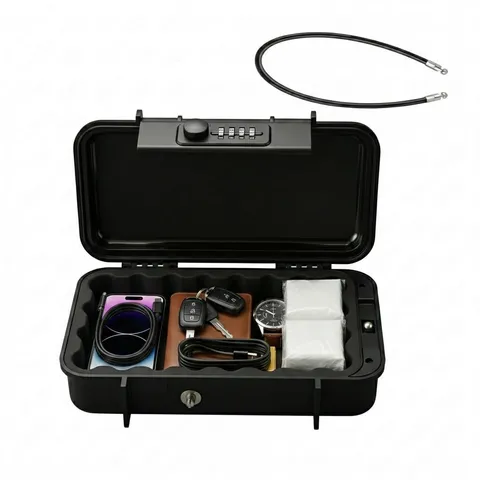 Portable Travel Safe Lock Box with 4 Digit Combination, Anti-Theft Travel Saf...