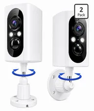 2-Pack 2K Wi-Fi IP Security Cameras 355° Pan PIR App Night Vision 2-Way