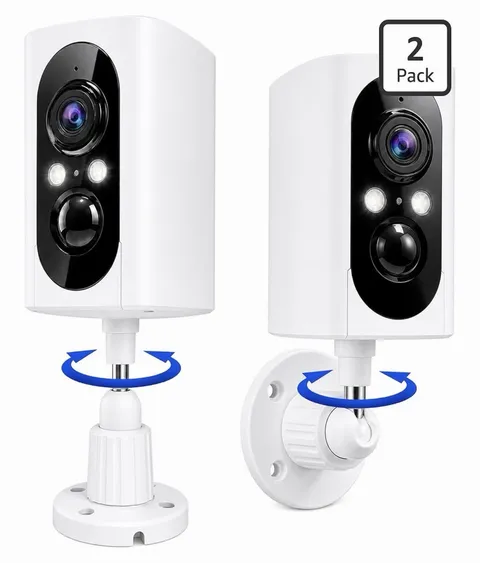 2-Pack 2K Wi-Fi IP Security Cameras 355° Pan PIR App Night Vision 2-Way