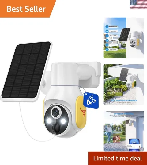4G LTE Solar Powered Outdoor Security Camera with 360° Live View & Night Vision