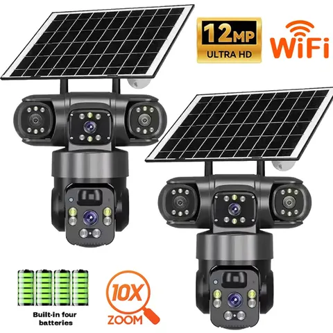 12MP Solar Battery Powered Home Security Camera Outdoor Wifi Wireless PTZ CCTV