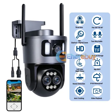 360° Dual View Smart Camera 10X Zoom 5G &2.4G IP Security Camera System Outdoor