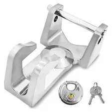 Gooseneck Trailer Lock with Keyed Padlock, 2-5/16 Inch Heavy-Duty | Fits Silver