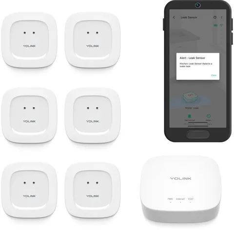 Water Leak Starter Kit Hub 6 Sensor 1 Silent LoRa Long-Range App SMS Email