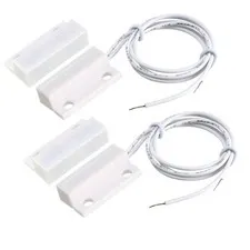 2 x MC-38 Surface Mount Wired NC Door Sensor Alarm Magnetic Reed Switch White