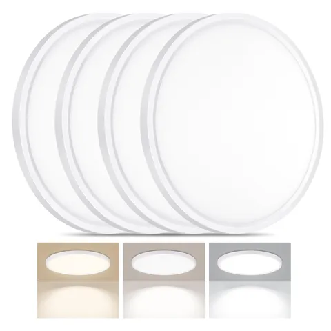 LUMLLSAJI 4 Pack LED Flush Mount Ceiling Light, 24W 12Inch-4 Pack, White