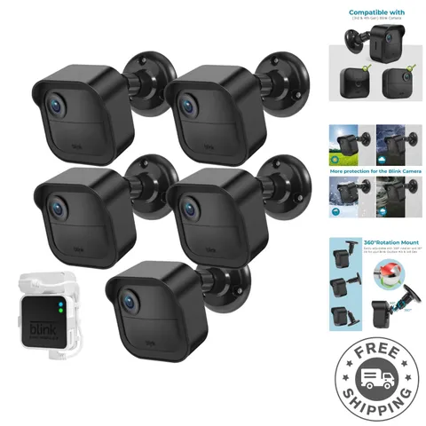 360° Adjustable Blink Camera Wall Mounts - 5 Pack with Protective Covering