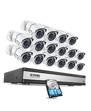 16Channel 4K PoE Home Security Cameras System,8MP 16CH H.265 CCTV NVR 16Cam
