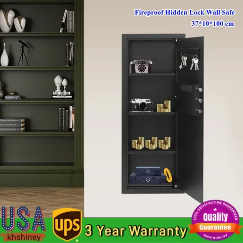 39" Hidden Lock Wall Safe Wall Hidden Safe Security Box Passward+Handle/Key