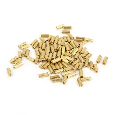 Brass Threaded Female Pillars Standoff Spacer Gold M2x8mm 100pcs