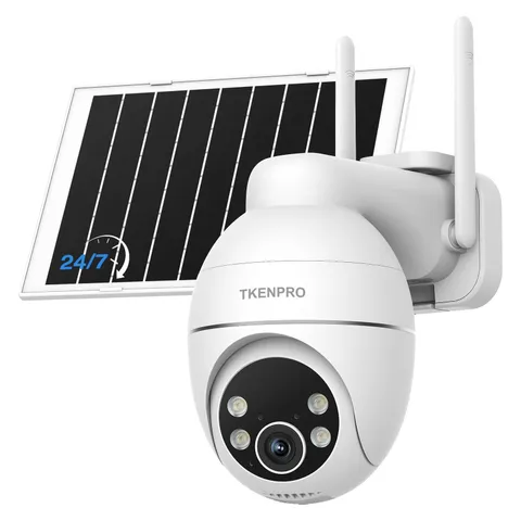 TKENPRO Solar Security Cameras Wireless Outdoor, 2.4GHz WiFi, White