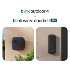 Blink Outdoor 4 and Wired Doorbell 2K+ (Newest Model) — Two-Year Battery 1080P C