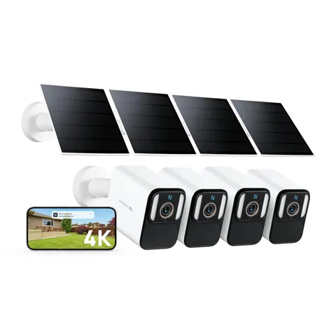 Anona 4K Solar Security Cameras Wireless Outdoor, Forever Power with Solar Pa...