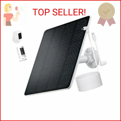Ring Camera Solar Panel Charger, Compatible with Stick Up Cam, Stick Up Cam Pro,