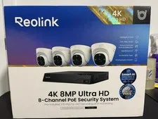 reolink security camera system 4k poe 8 Channel nvr With 4 Dome Cameras 