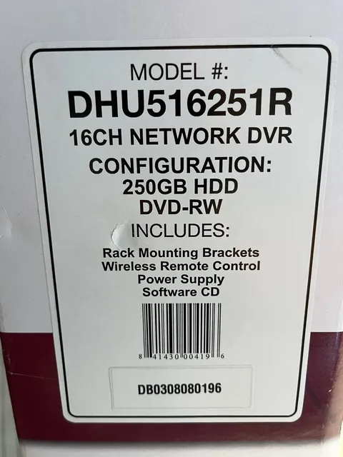 Digimerge 16 CH Network DVR 250GB HDD DVD-RW Model DHU516251R
