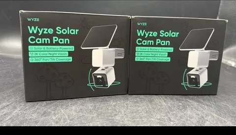 Solar Pan Cam 2-Pack, Solar Outdoor Home Security Camera, 360° 2K HD Color Night