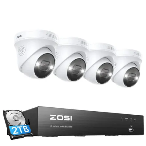 ZOSI 2TB 8CH 4K NVR POE Security Outdoor Camera CCTV System Color Night Vision