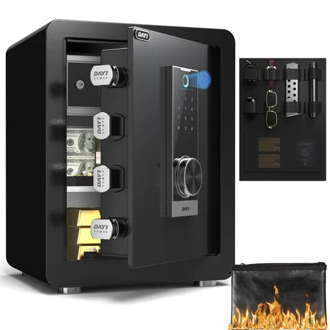 Biometric Fingerprint Safe Box, 2.0 Cubic Feet Home Safes with Fireproof Bag,...