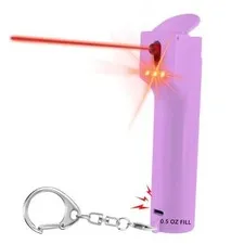 3-in-1 Personal Alarm with Pepper Spray, 130dB Siren, Red Strobe Lights, Purple