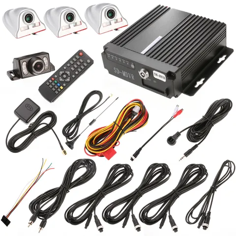 SW0001B 4Ch Vehicle Car Mobile DVR 360° GPS Safety Vision For 128G SD+4 Camera